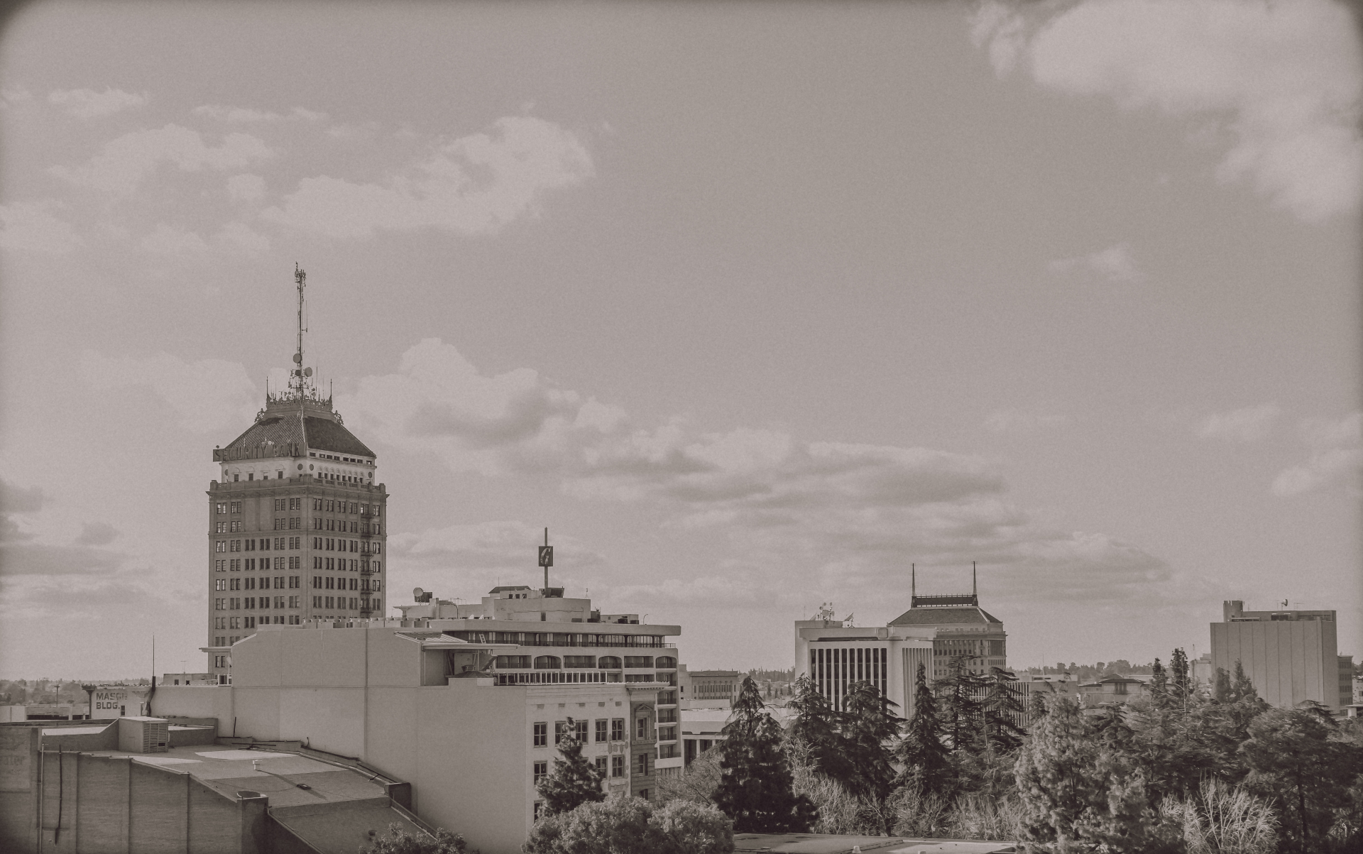 Downtown Fresno skyline at golden hour